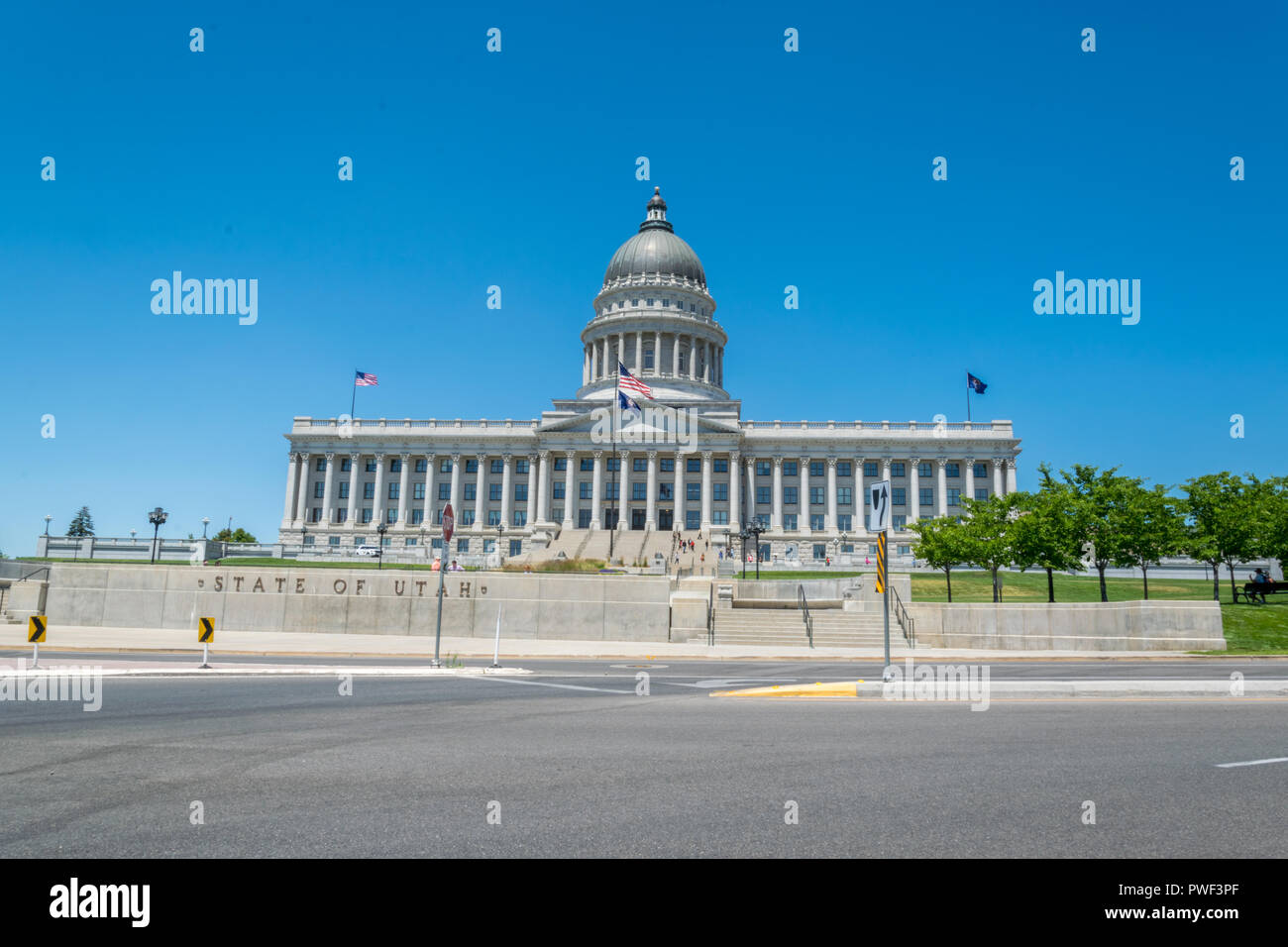 Utah State Capitol building on a sunny day in Salt Lake City, Utah, USA, houses the chambers of the Utah legislature, the governor's office Stock Photo