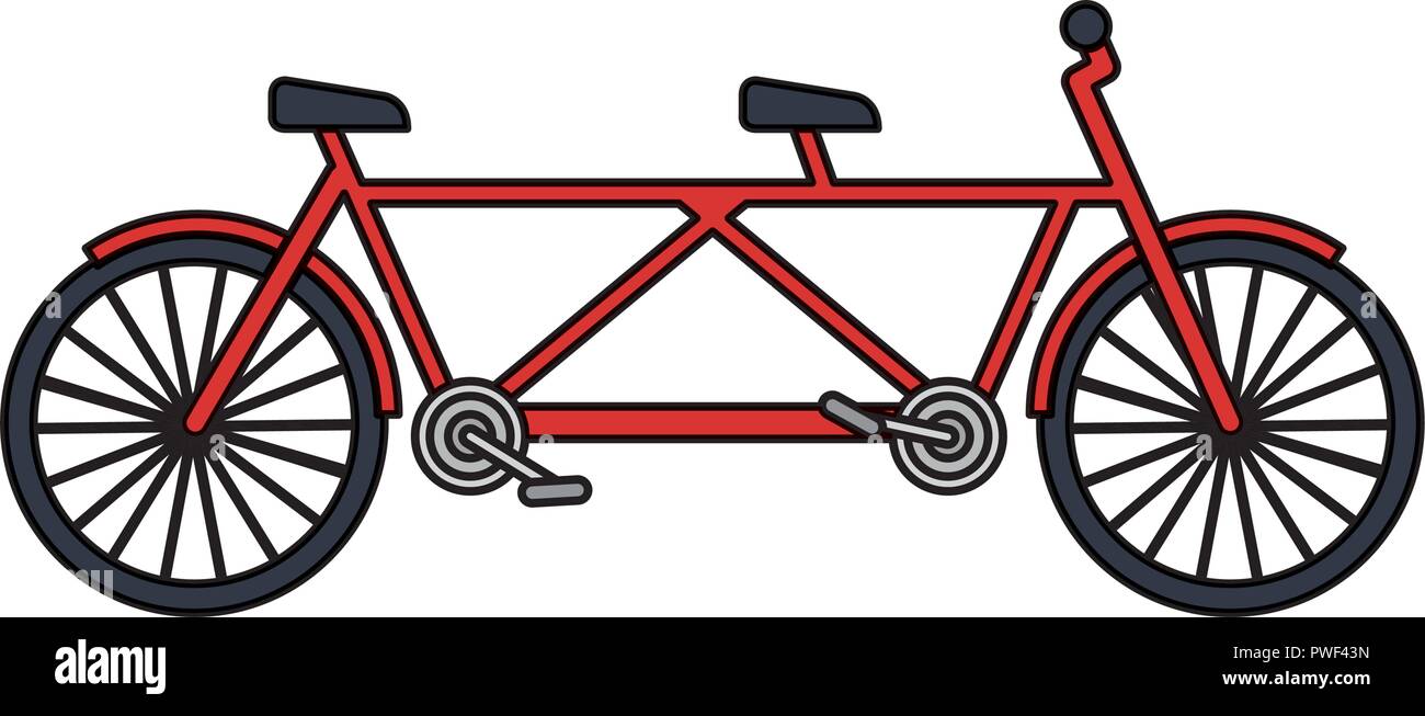 Tandem Bicycle Vehicle Isolated Icon Vector Illustration, 60% OFF