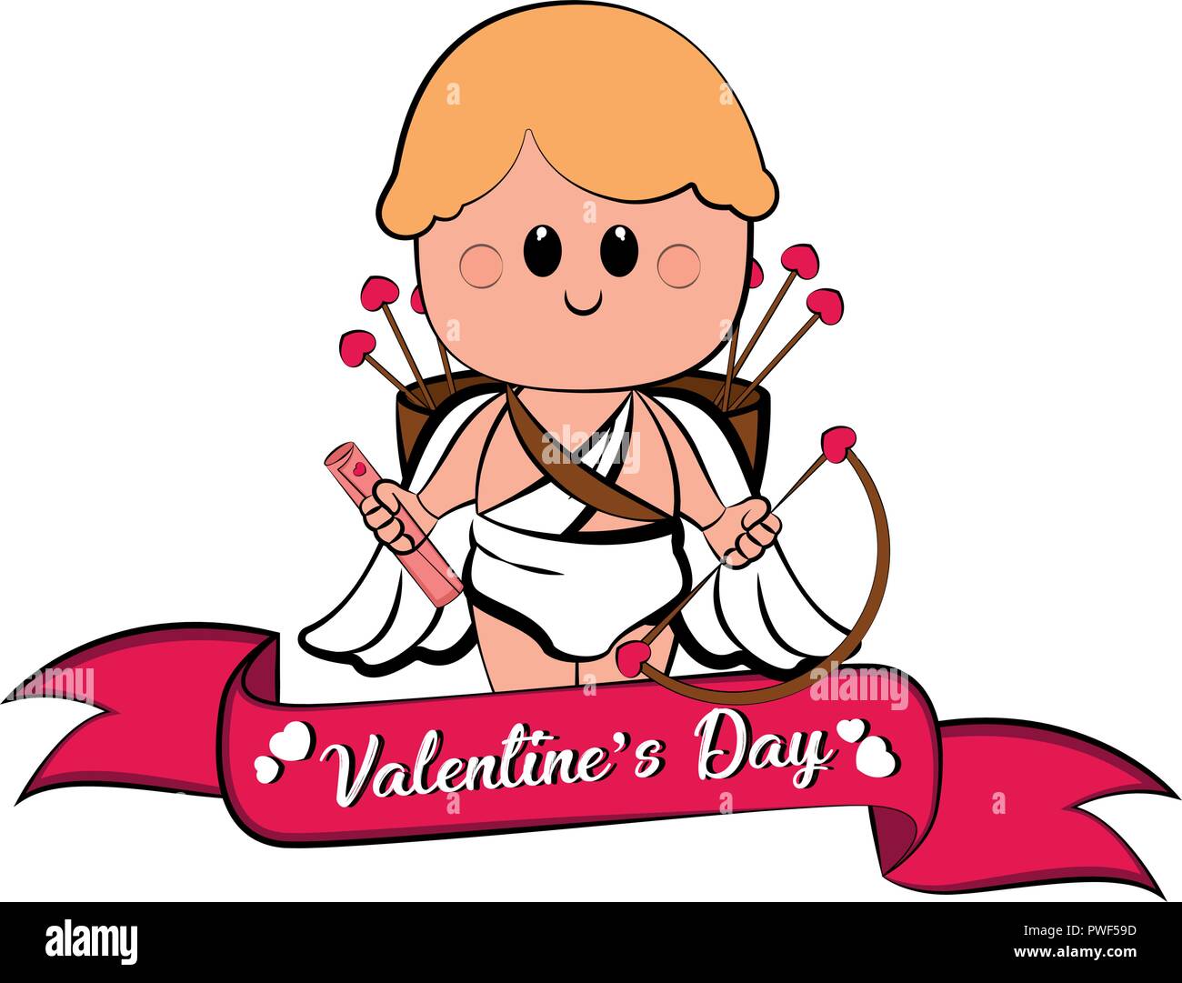 Cute cupid boy icon with bow and arrows Stock Vector Image & Art - Alamy
