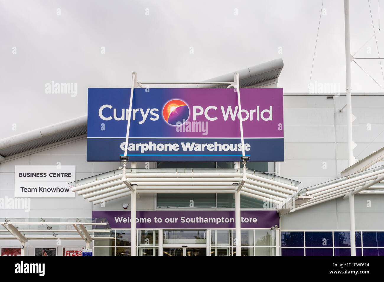 Facade of a Currys PC World store in Southampton, England, UK Stock Photo