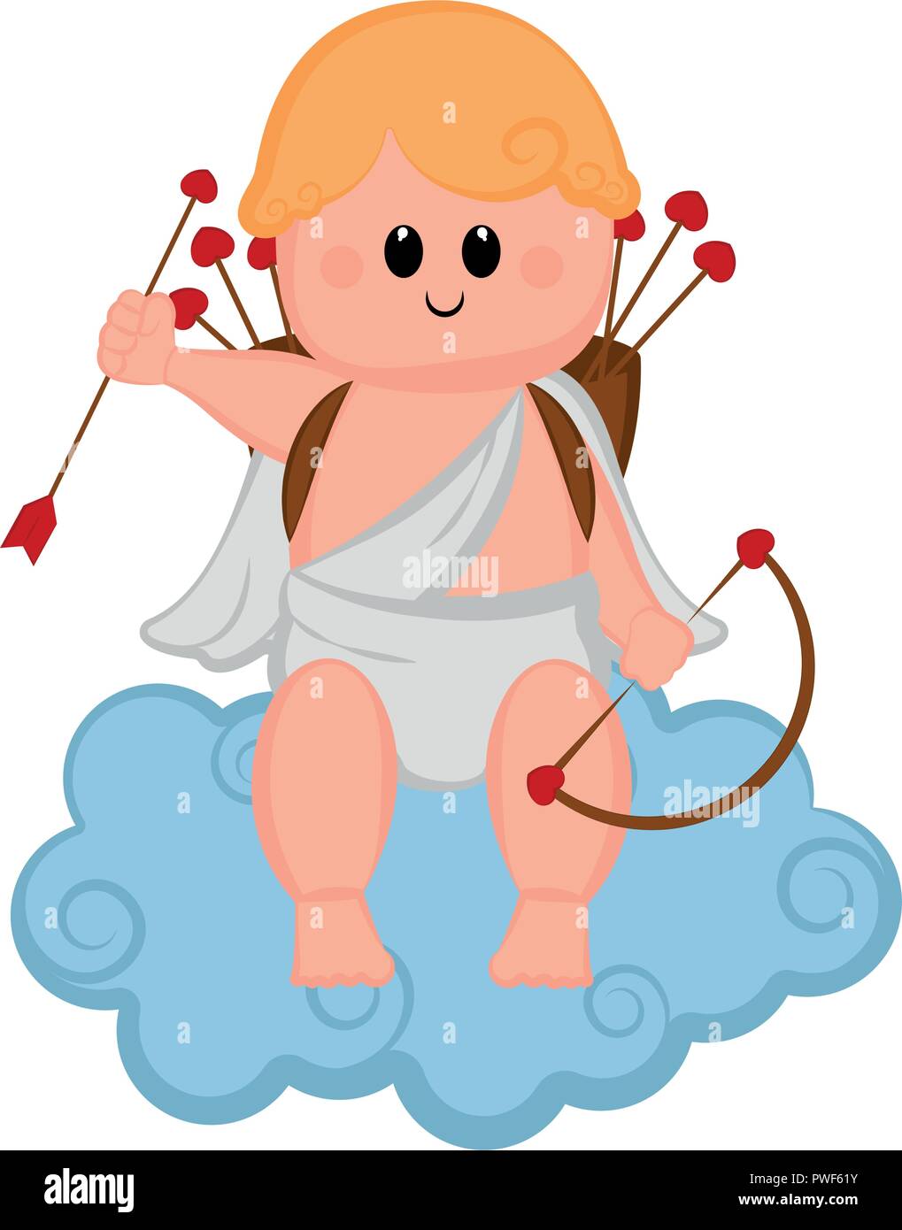 Cute cupid boy icon with bow and arrows Stock Vector Image & Art - Alamy