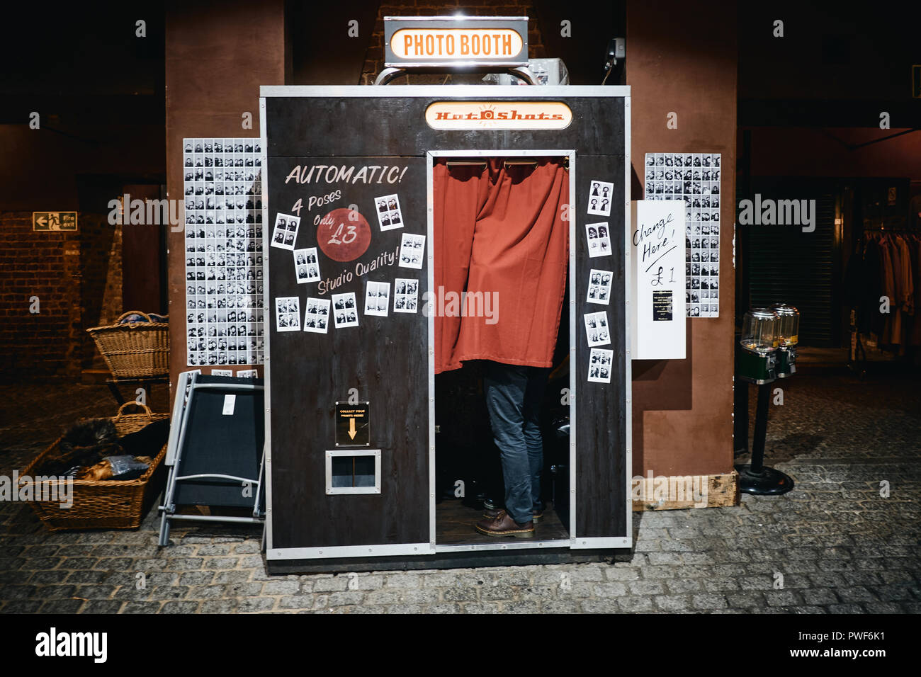 A fully working retro phot booth as seen in Camden Market, Camden Town, London UK. Photo by Gergo Toth / Alamy Live News Stock Photo