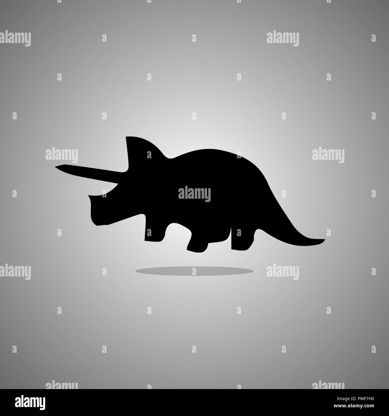 Silhouette of a triceratops on a gray background with a gradient ...