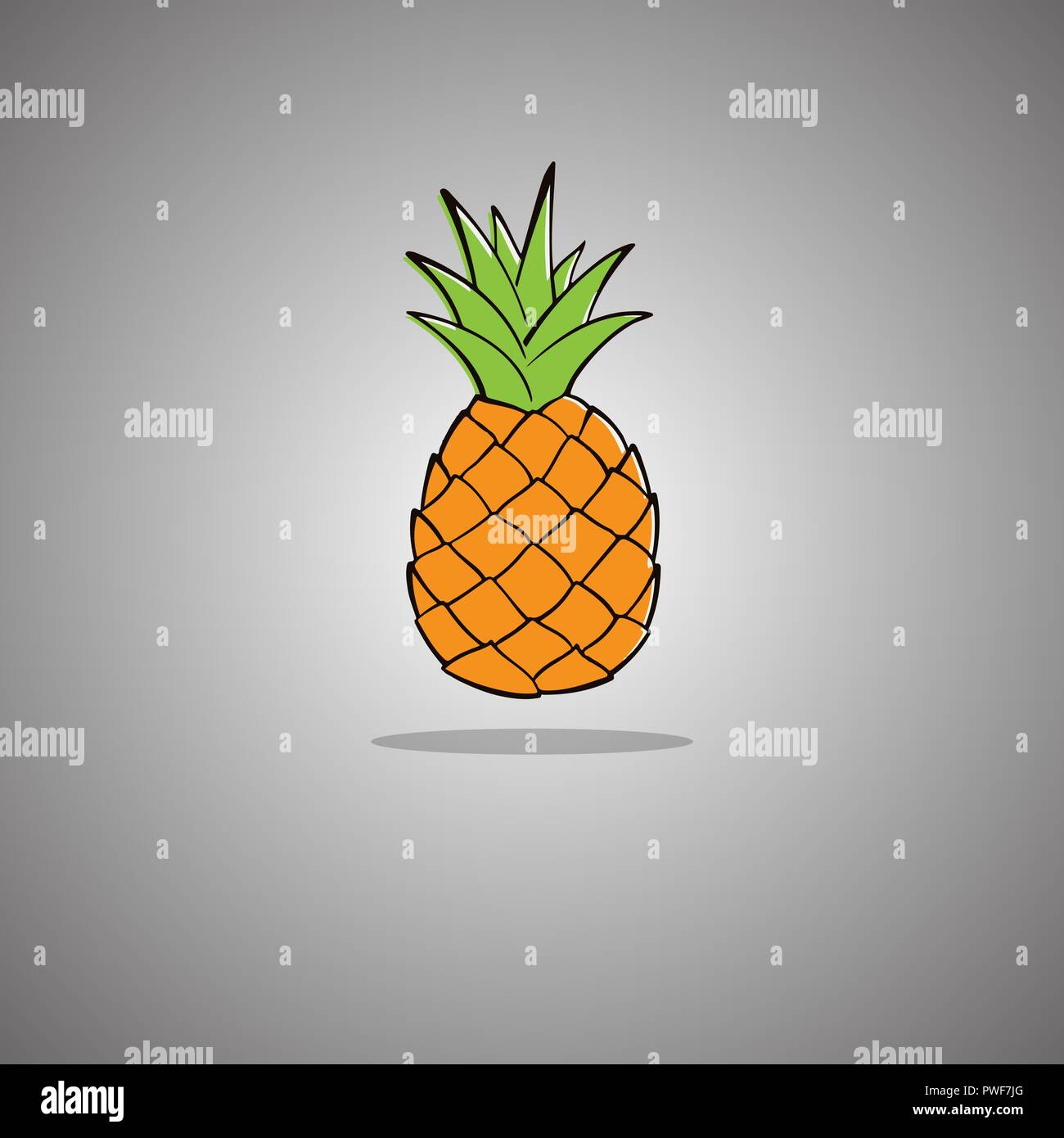 Pineapple on a gray background with a gradient. Vector illustration. Stock Vector
