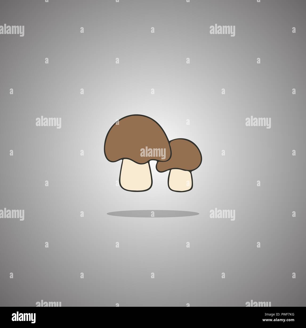Porcini on a gray background with a gradient. Vector illustration. Stock Vector