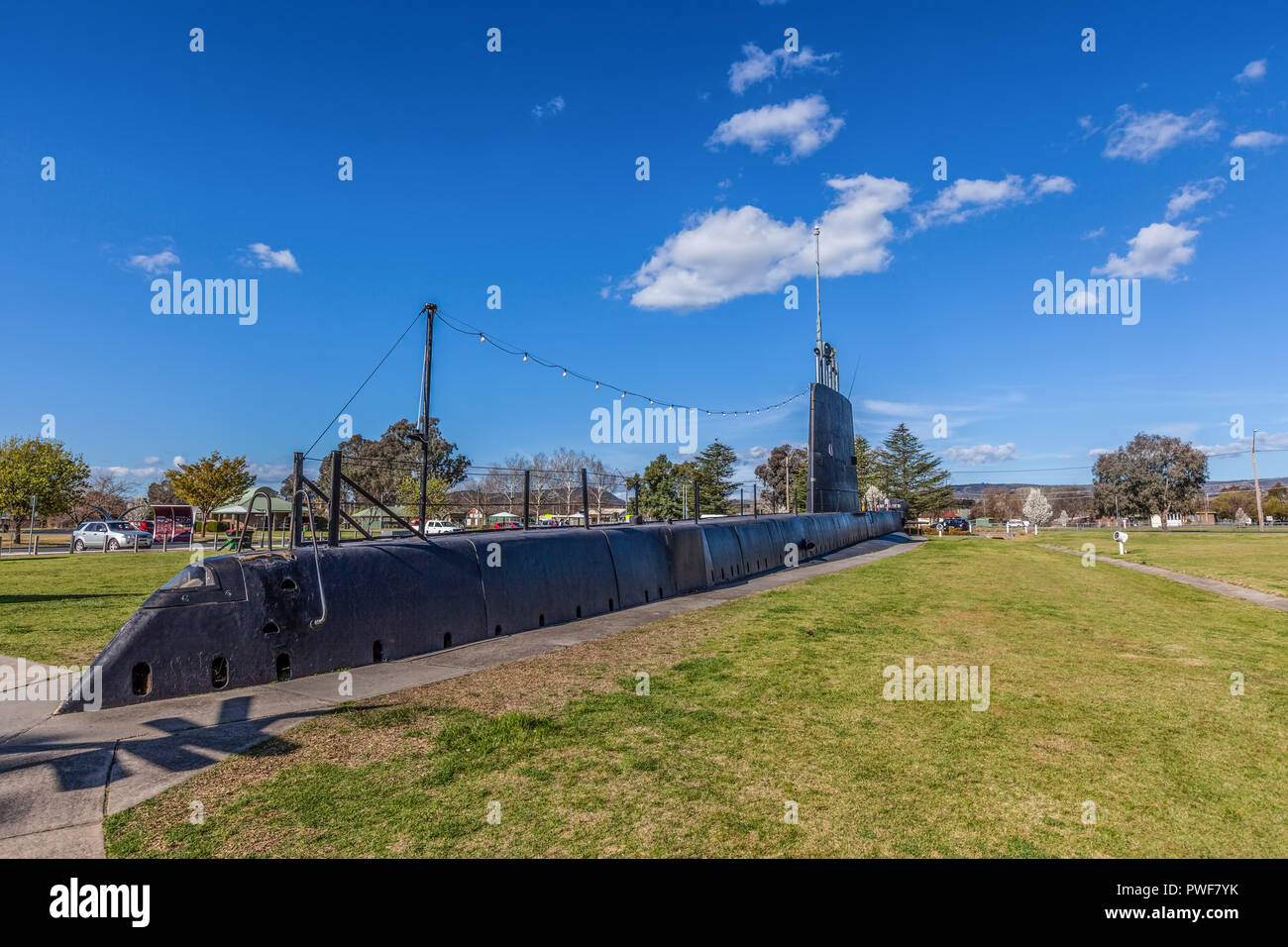 Holbrook, Australia - September 24, 2018: HMAS Otway submarine in a park Stock Photo