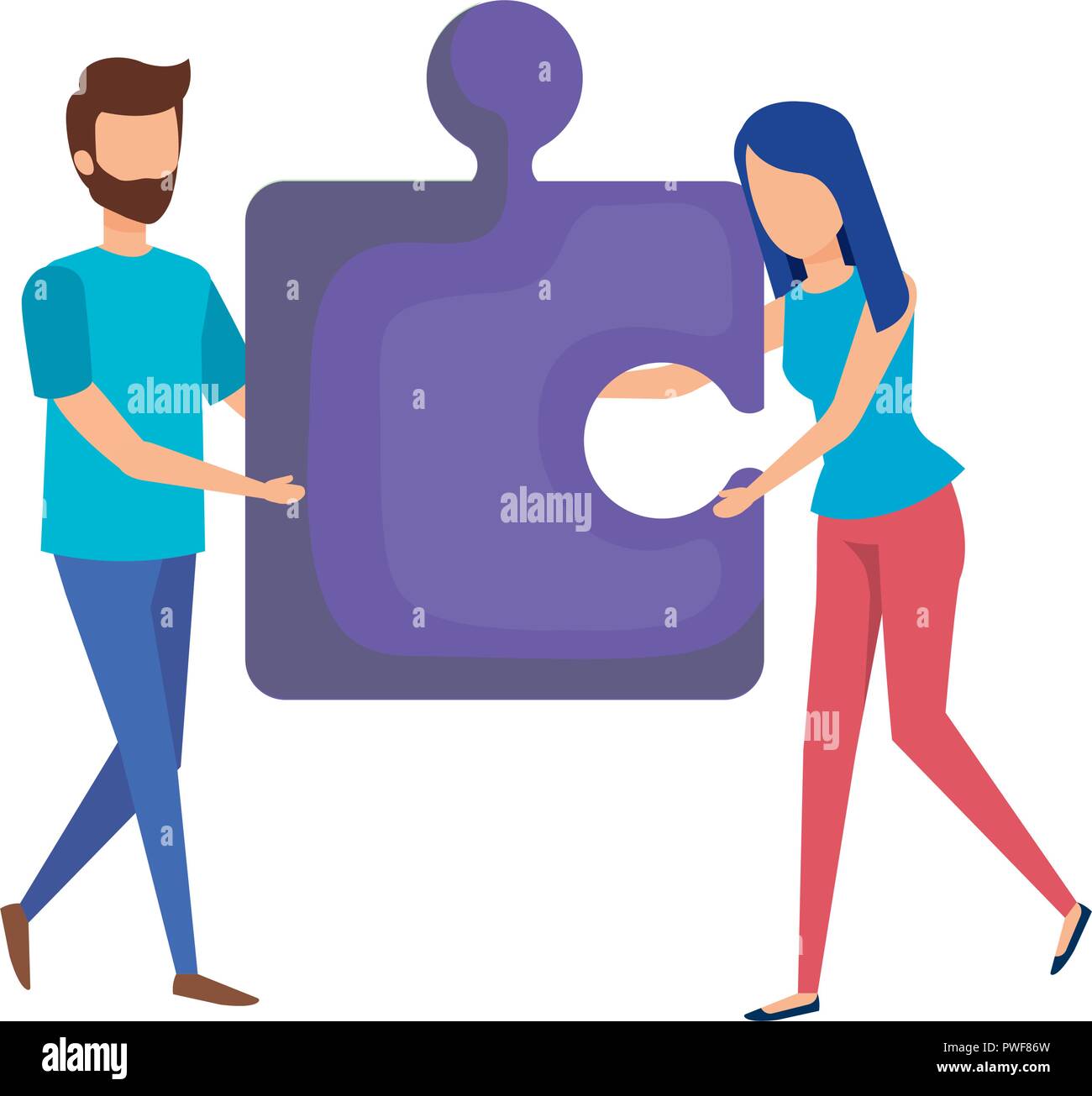 couple with puzzle piece Stock Vector Image & Art - Alamy