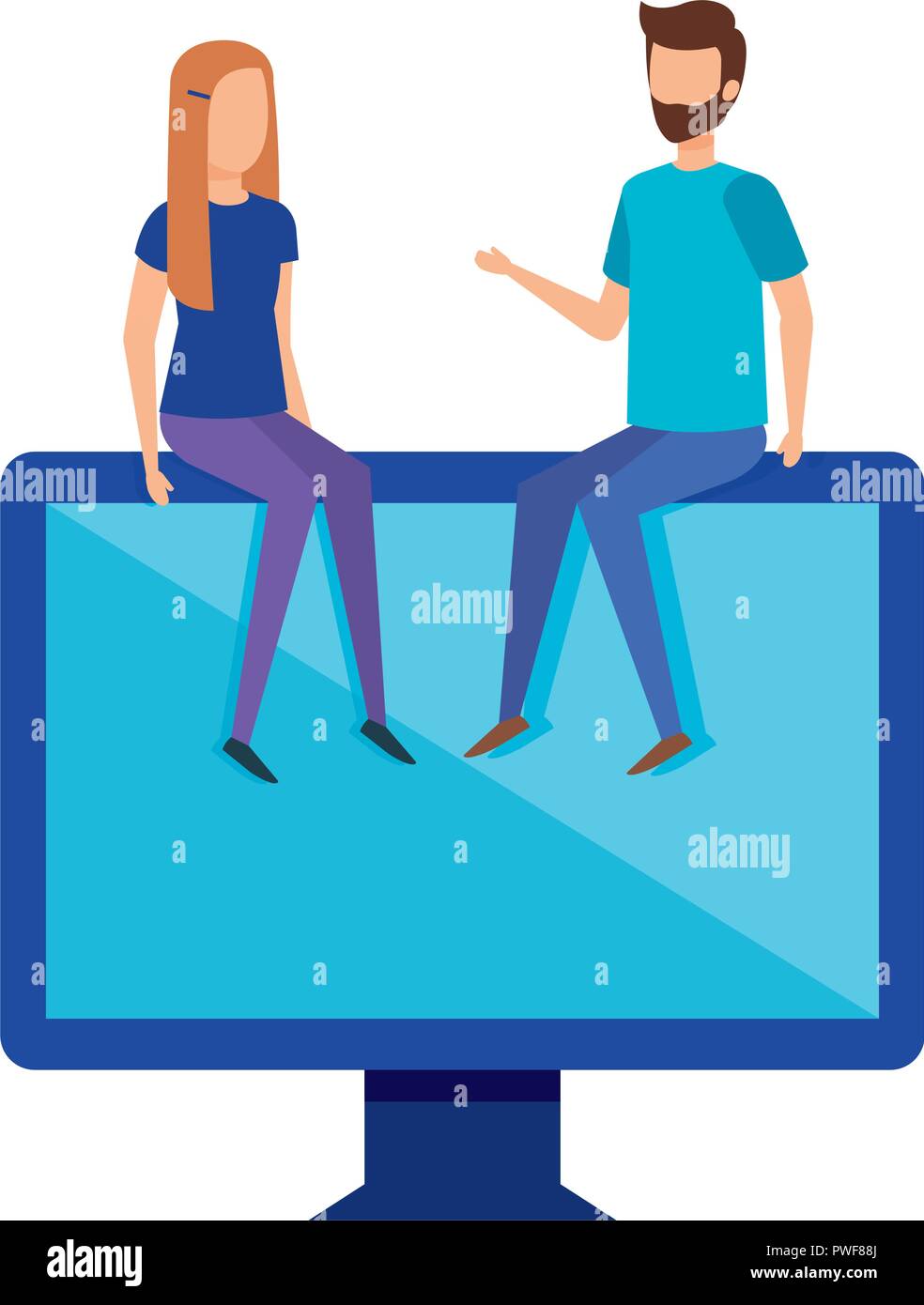 mini couple with computer Stock Vector Image & Art - Alamy