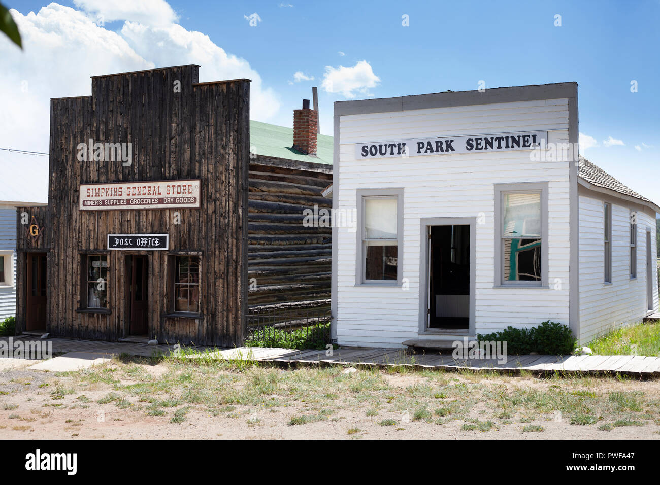 South Park Sentinel, Post Office and General Store Stock Photo