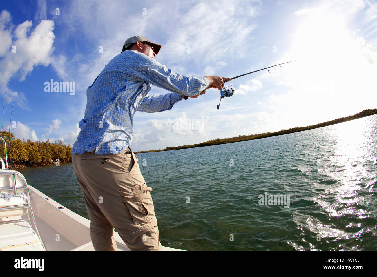 Scene from saltwater fly fishing for bonefish, tarpon, roosterfish, mahi mahi, tuna, mackerel