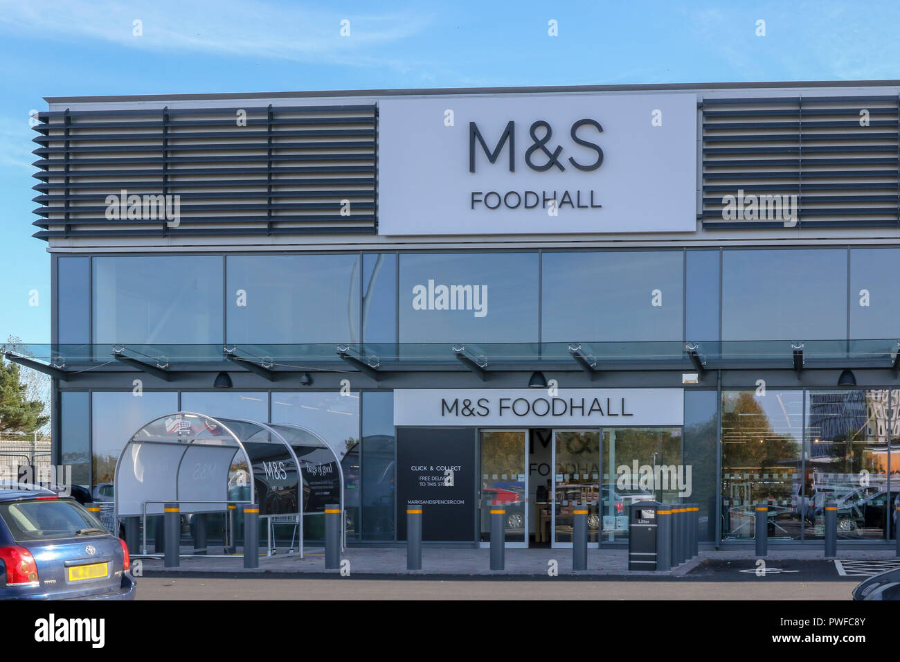 Exterior View Facade Of Marks Spencer Uk Retail Food Outlet M S Foodhall Or Food Hall In Northern On Sunny Autumn Day At Marlborough Retail Park Stock Photo Alamy