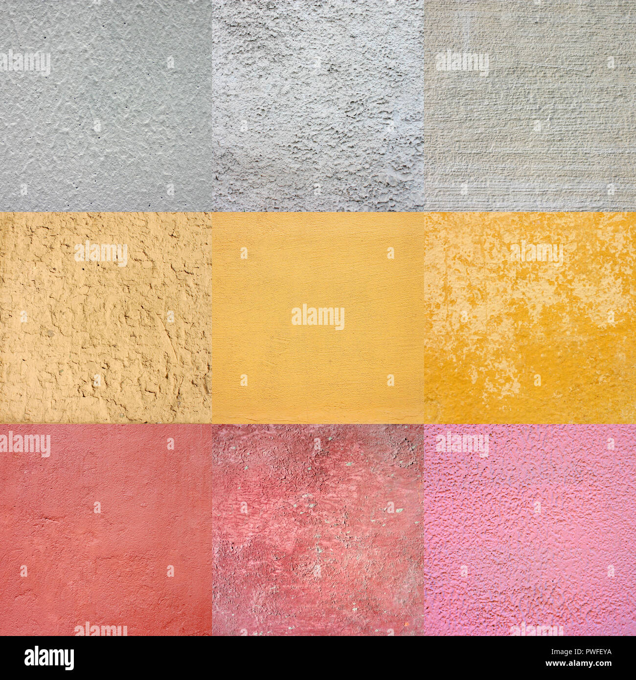 Seamless pattern. Squares of multicolored, cracked plaster. Stock Photo