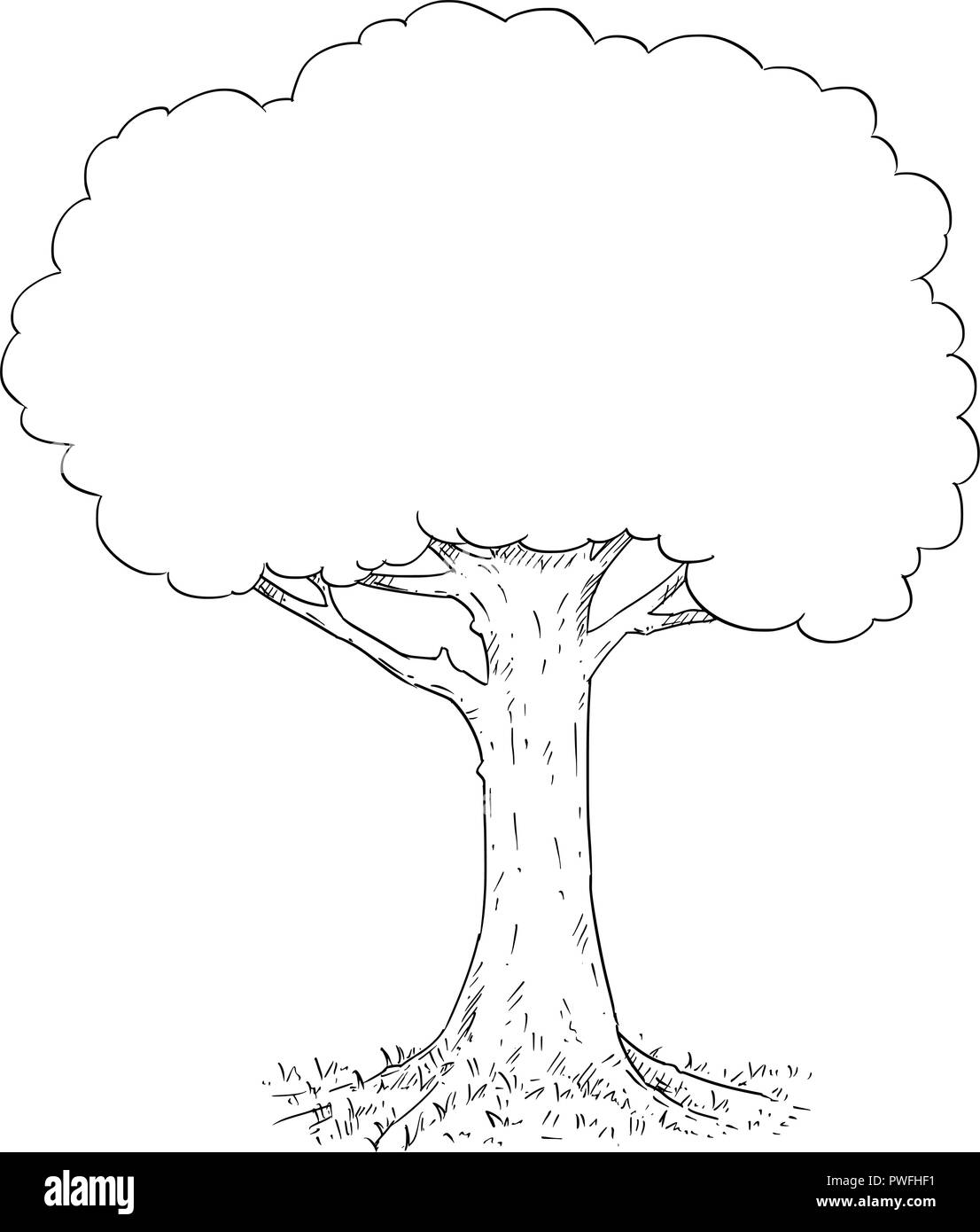 Vector Pen and Ink Hand Drawing of Tree Stock Vector