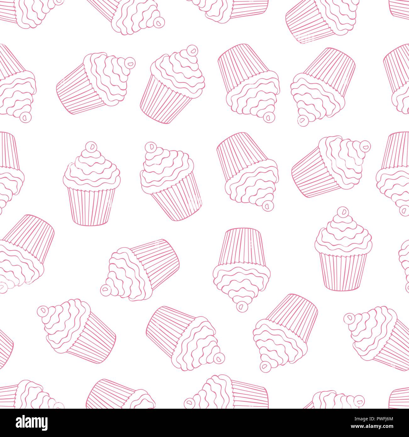 Beautiful yummy cupcake seamless background pattern Stock Vector