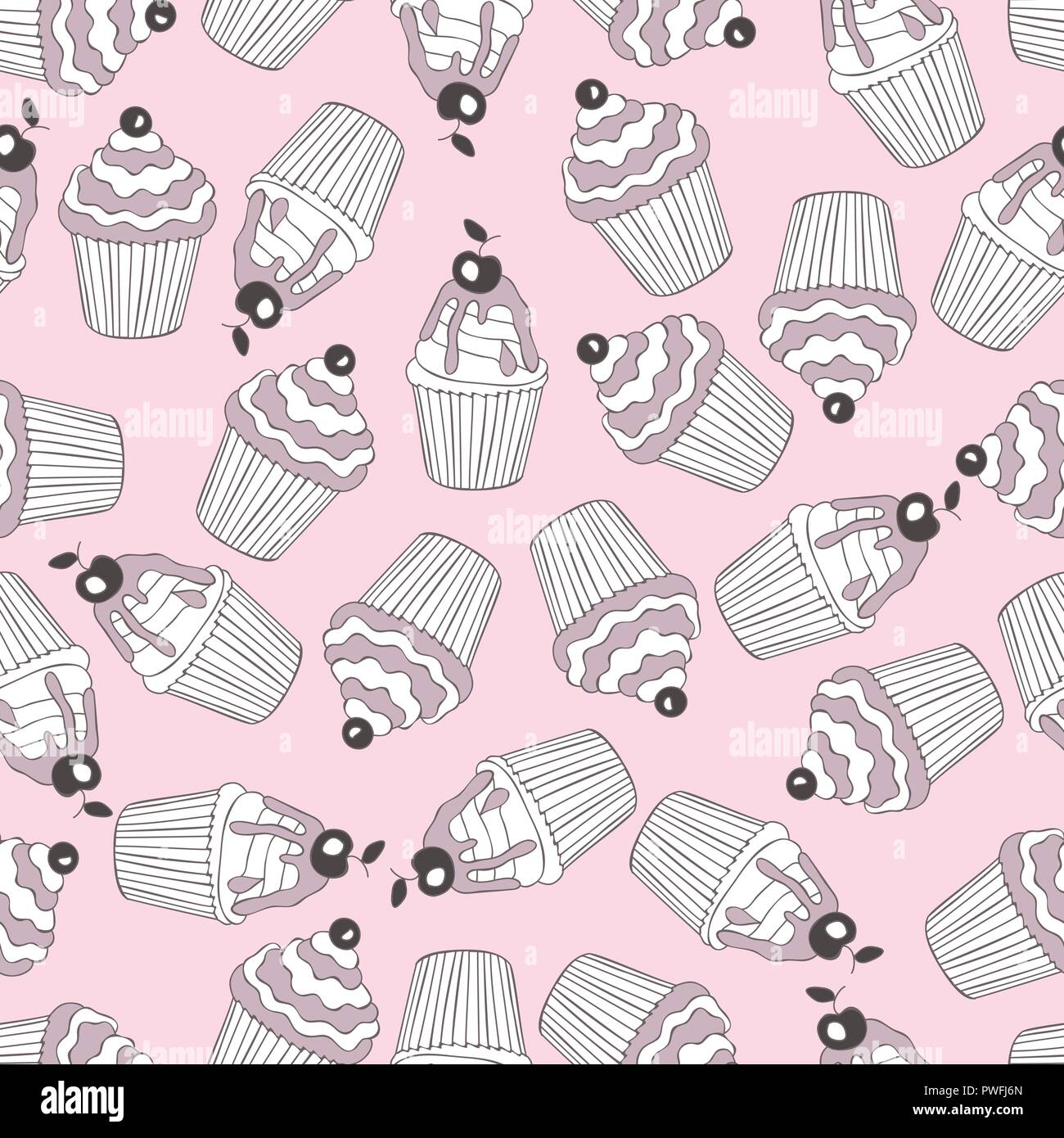 Beautiful yummy cupcake seamless background pattern Stock Vector