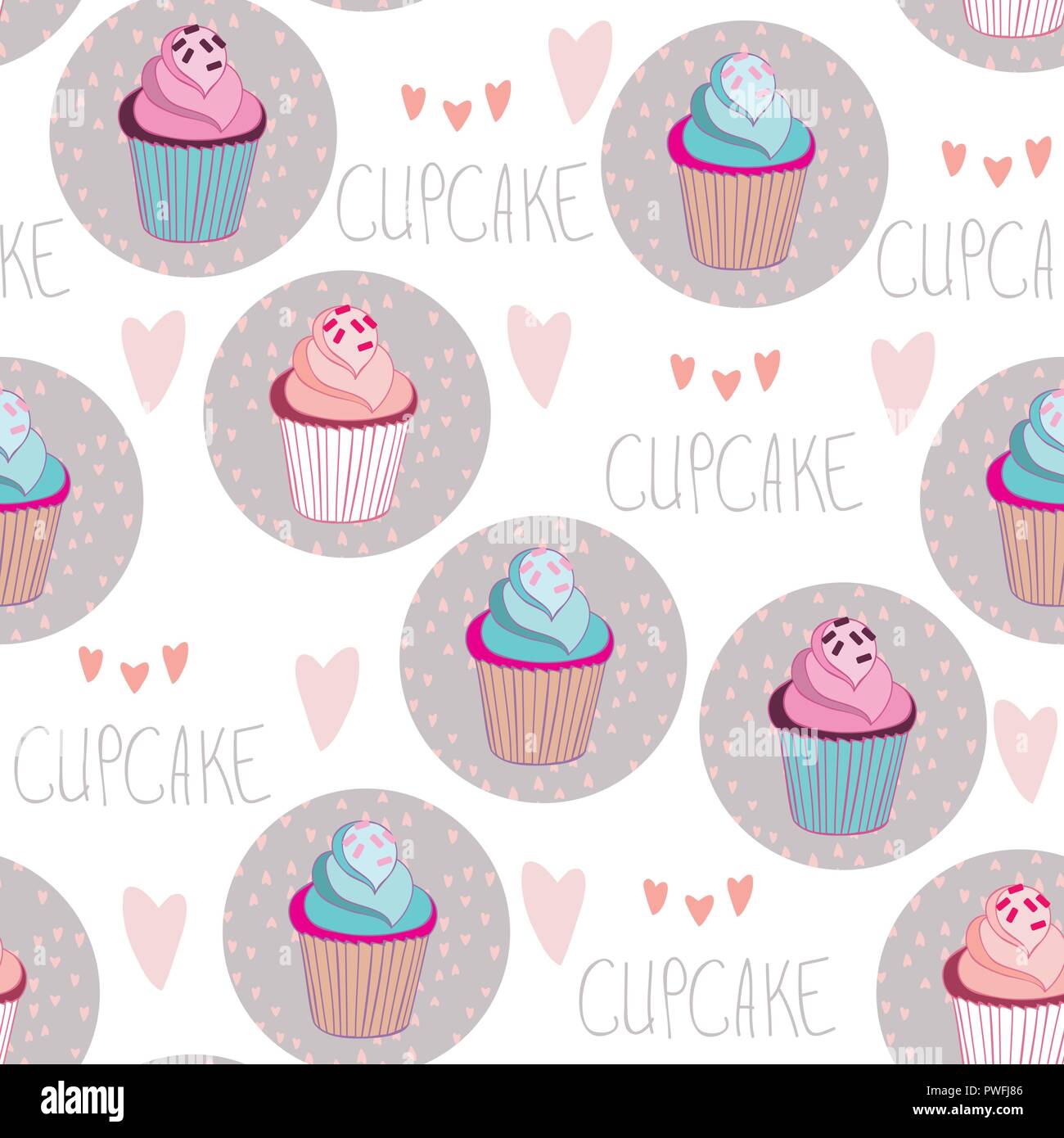 Beautiful yummy cupcake seamless background pattern Stock Vector