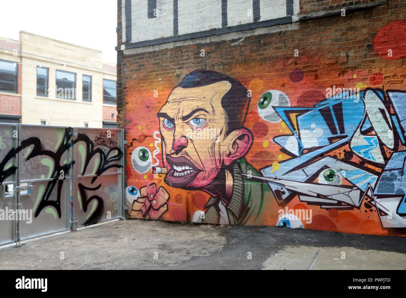 Street Art or wall Paintings at the Custard Factory, Birmingham's