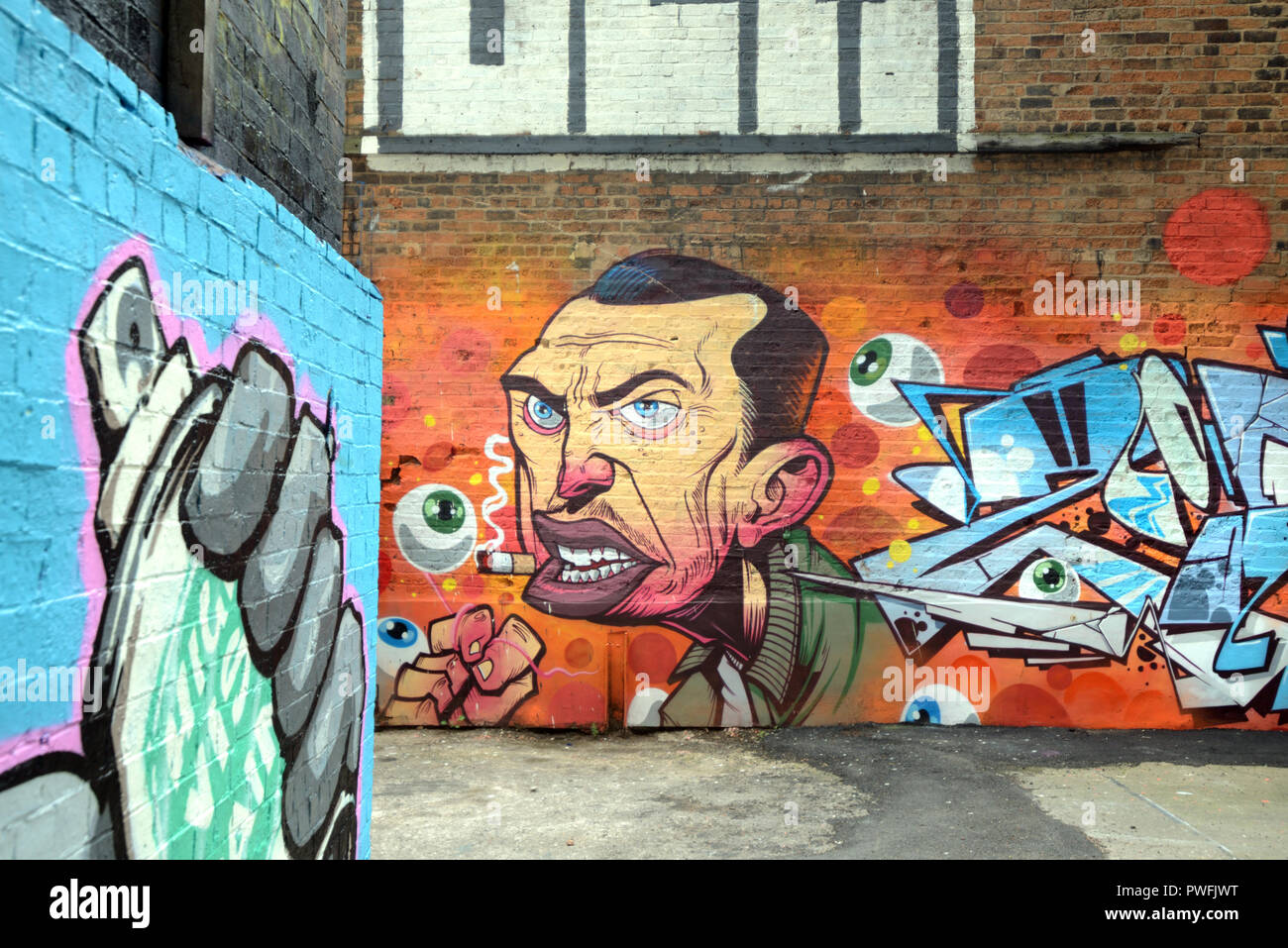 Street Art or wall Paintings at the Custard Factory, Birmingham's