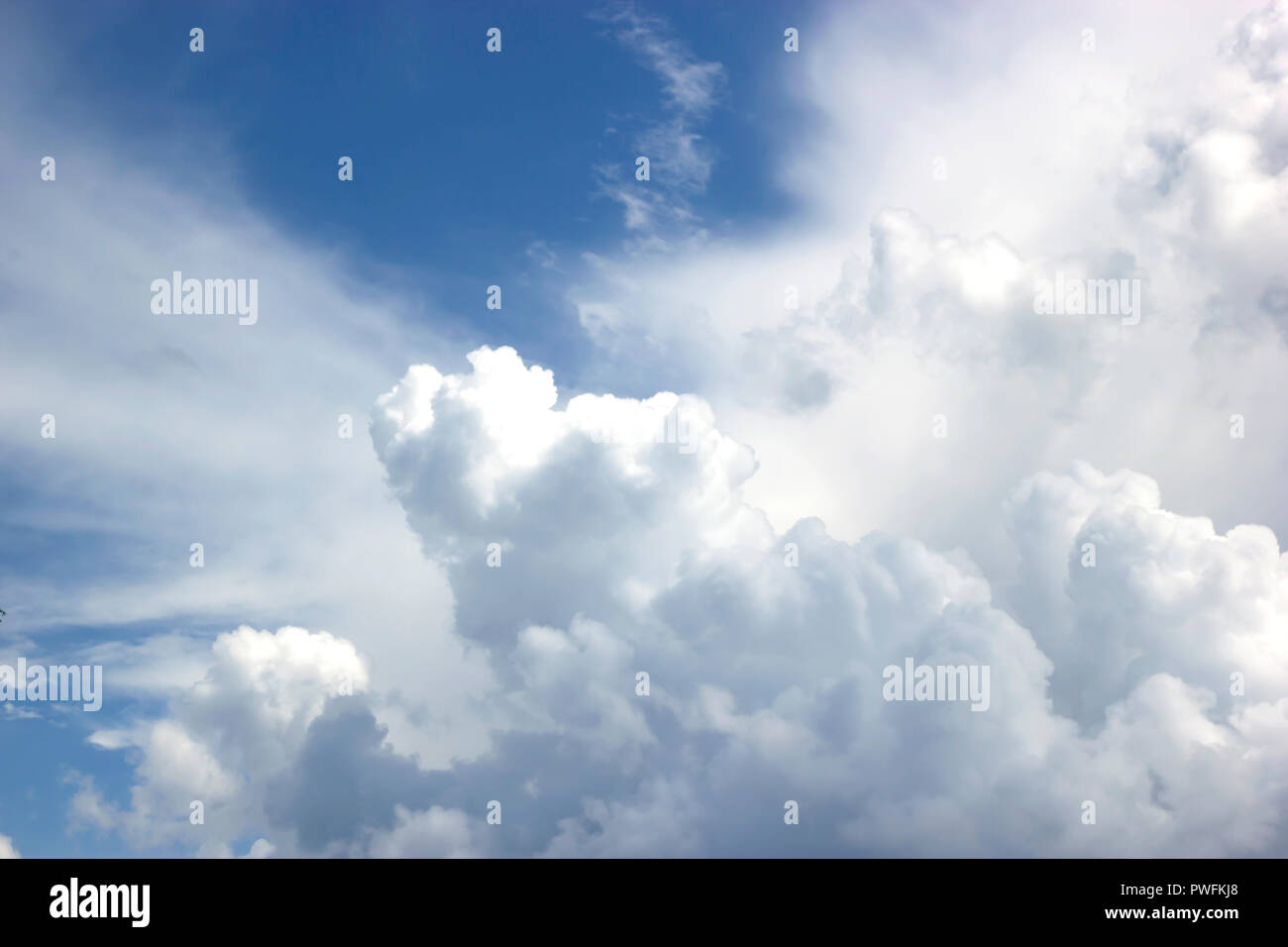 Fantastic soft white clouds against blue sky Stock Photo