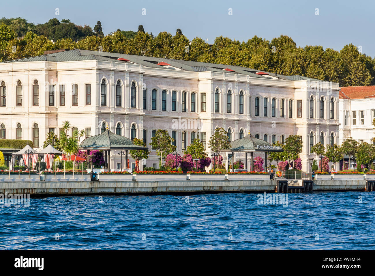 Istanbul, Turkey, October 8, 2011: Four Seasons Hotel on the banks of the Bosporus. Stock Photo