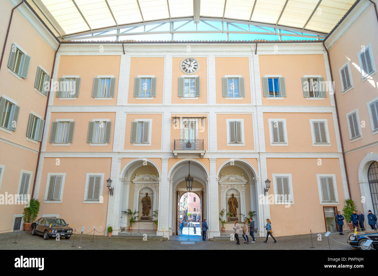 Castelgandolfo, Italy - April 21, 2017: The courtyard of the Apostolic palace, summer residence of the Popes Stock Photo