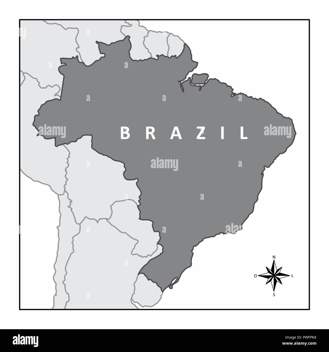 The Map Of Brazil And Its Location In South America Stock Vector Image Art Alamy