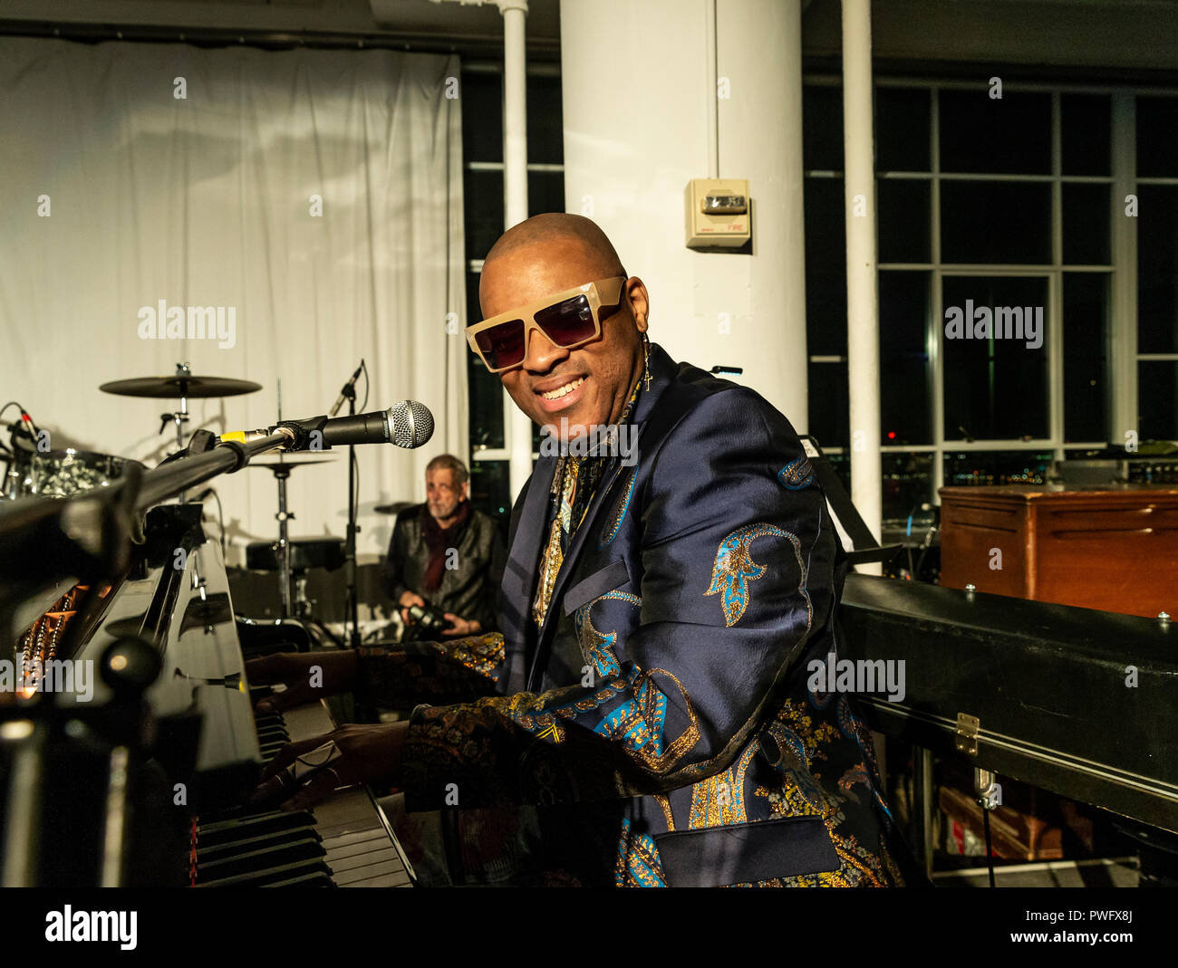 New York, NY - October 13, 2018: Davell Crawford performs at Loft Party A Night for the Soul for Jazz Foundation of America at Hudson Studios, Manhatt Stock Photo