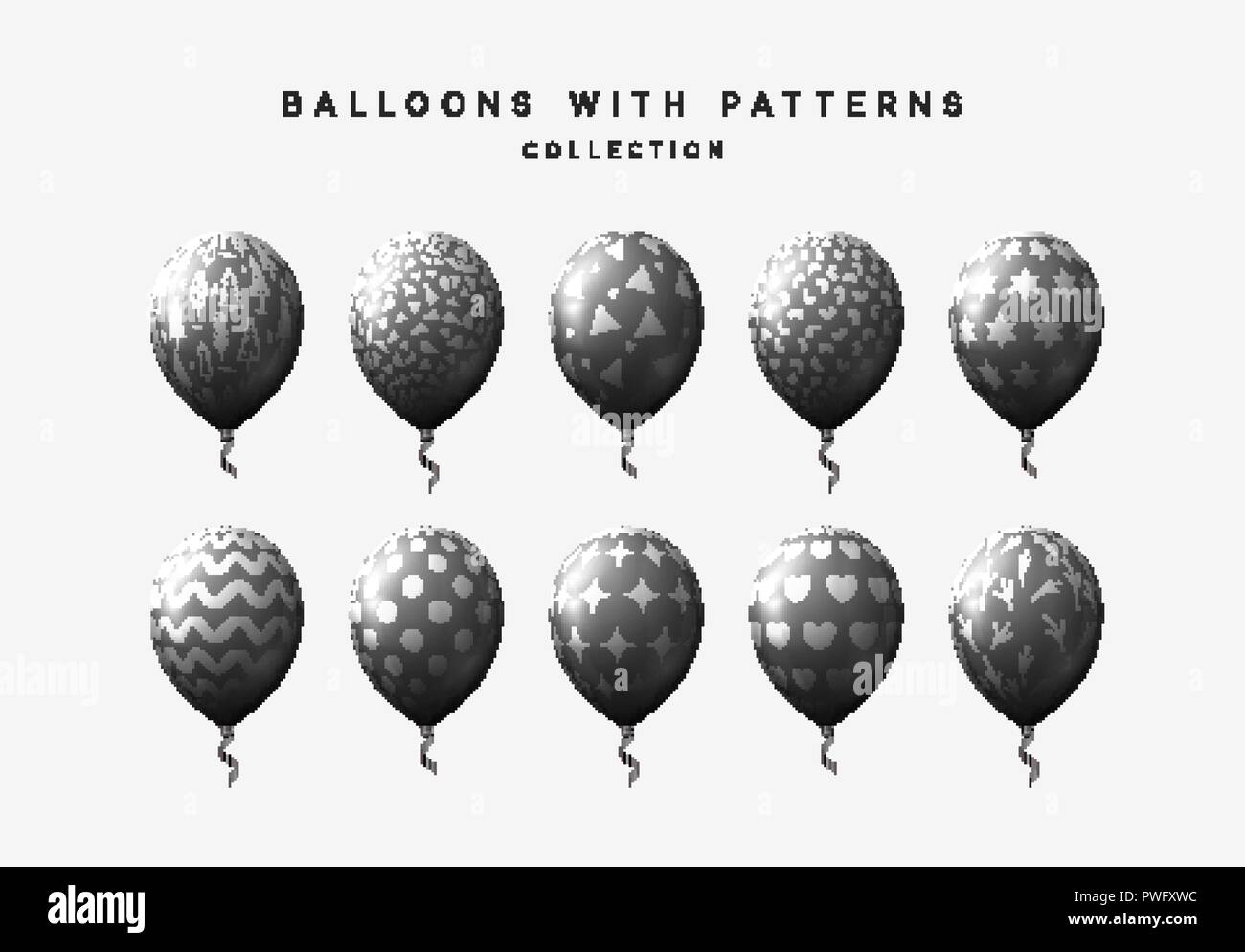 Set of black balloons isolated on white background Stock Vector Image ...
