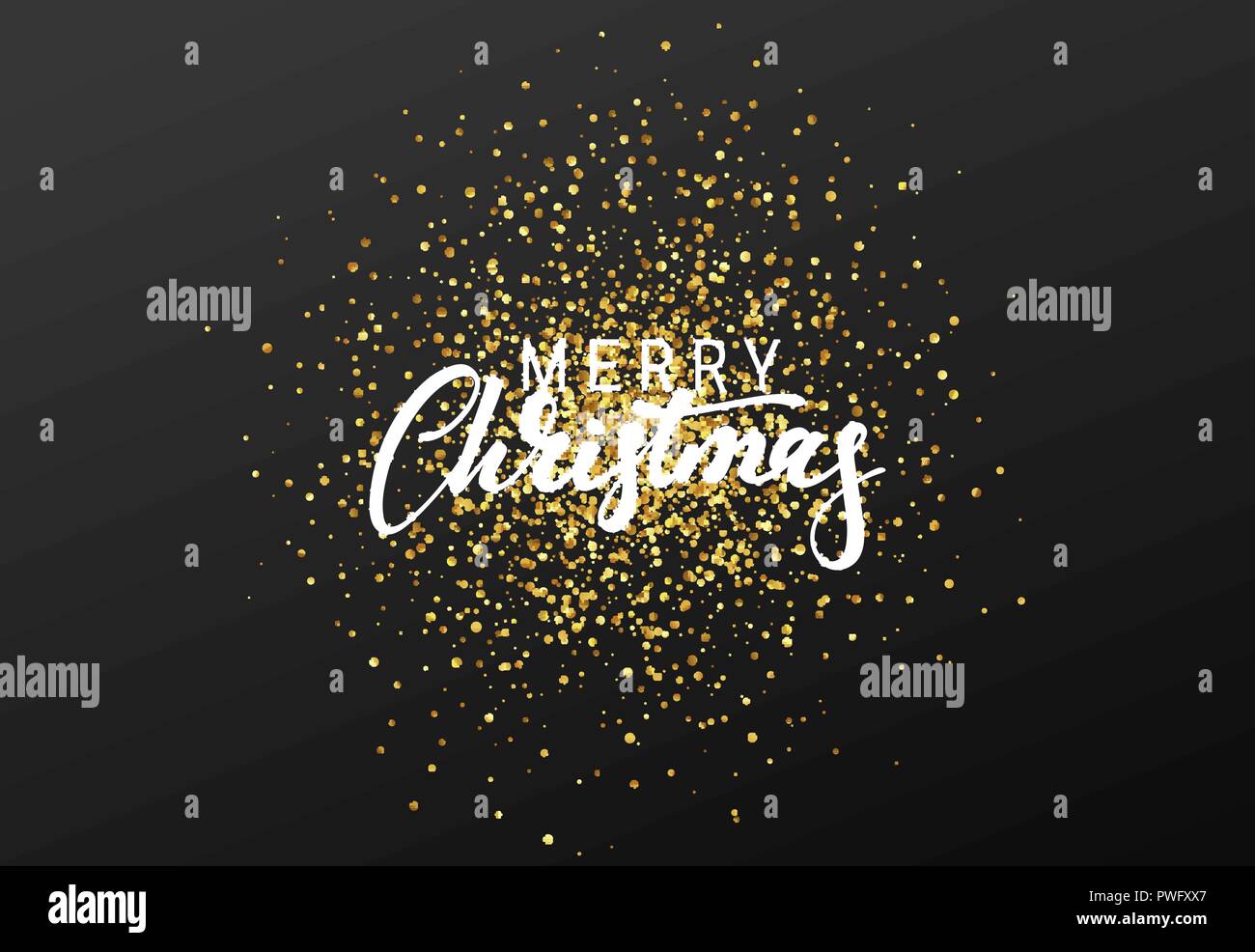 Merry Christmas calligraphy text. Background with golden glitter ...