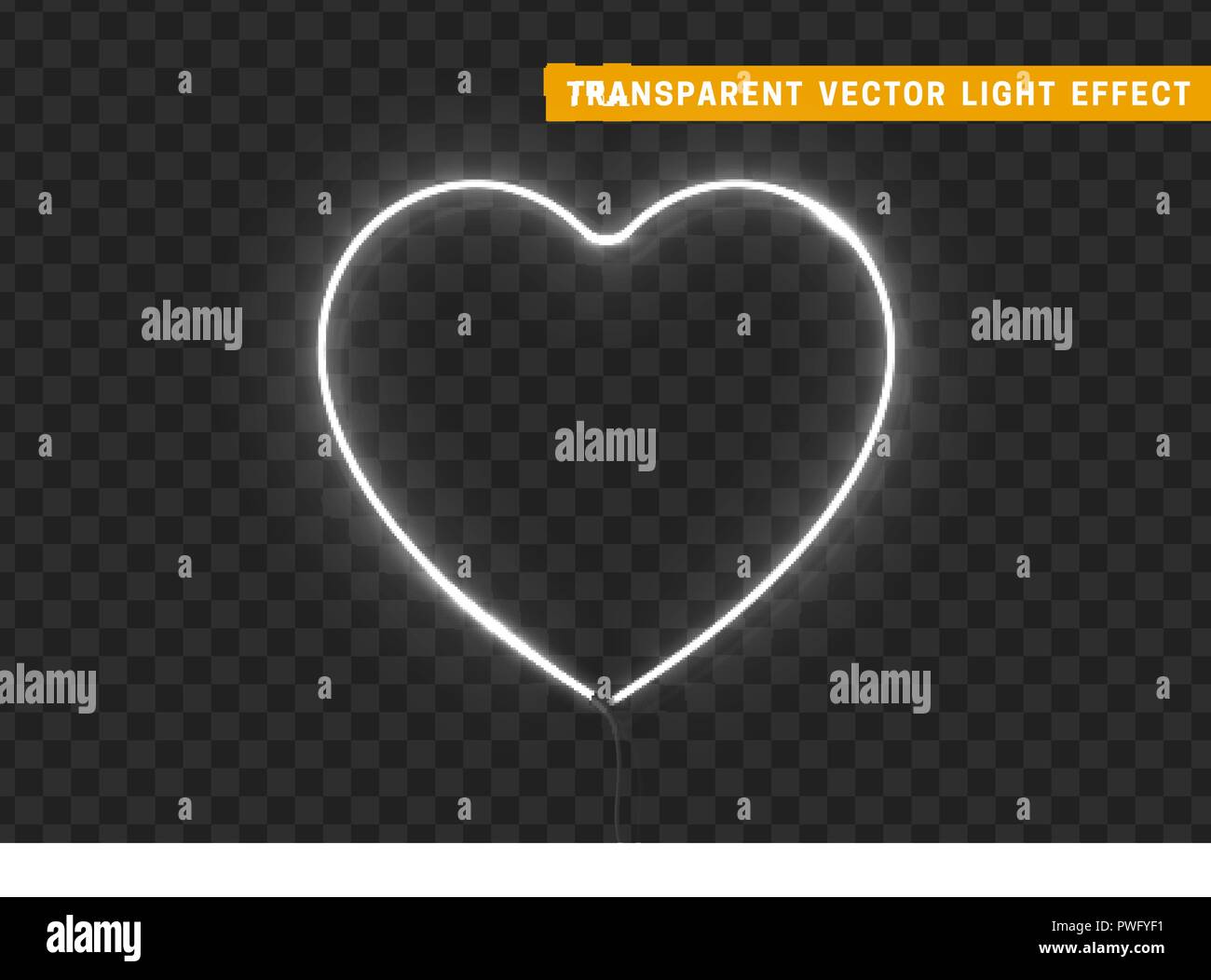 Neon Light White Heart With Transparent Background Stock Vector Image Art Alamy