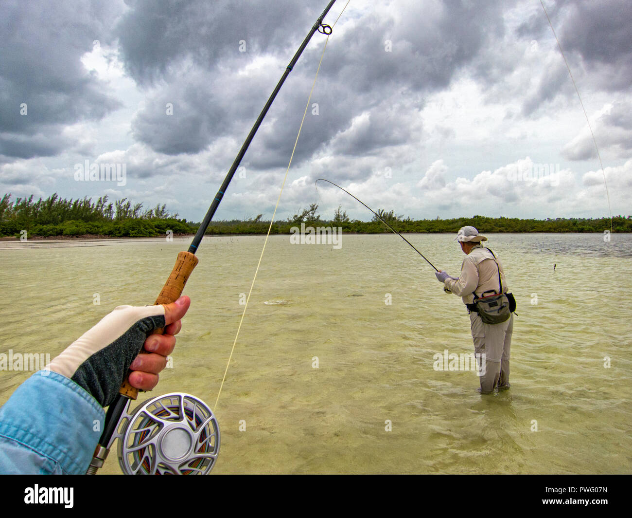 Scene from saltwater fly fishing for bonefish, tarpon, roosterfish