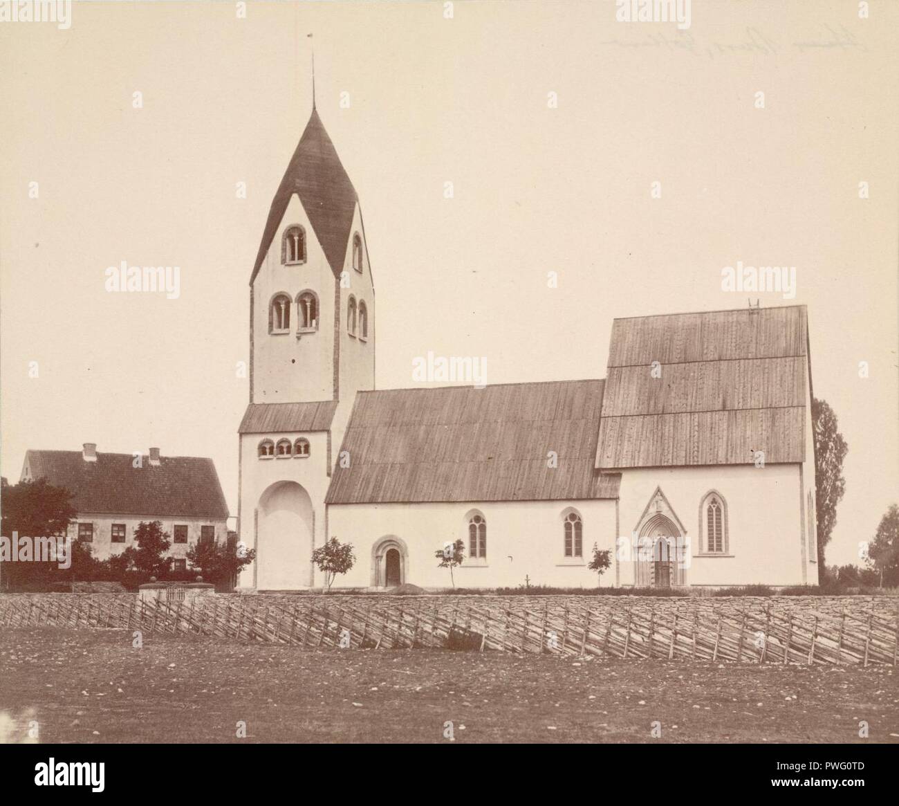 Burs church, 19th century. Stock Photo