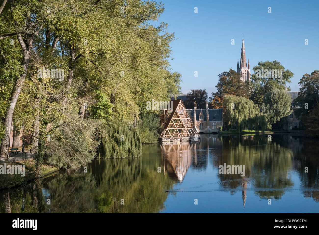 The 'Lake of Love' at Minniewater Park, Bruges, Belgium Stock Photo Alamy