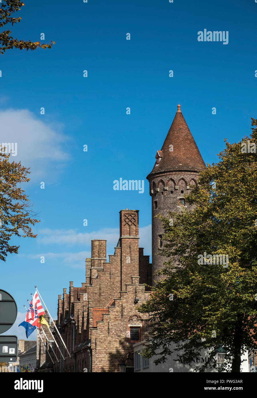 Exterior architecture of Saint Johns Hospital, a museum for one of the oldest preserved hospitals in Europe, Mariastraat, Bruges, Belgium Stock Photo