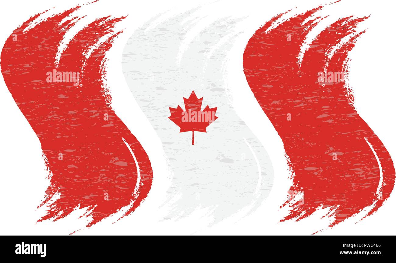 Grunge Brush Stroke With National Flag Of Canada Isolated On A White ...