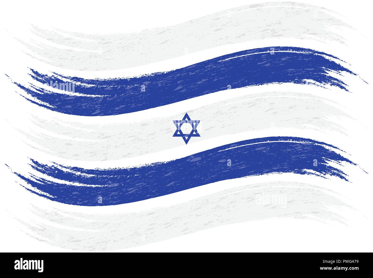 Grunge Brush Stroke With National Flag Of Israel Isolated On A White Background. Vector Illustration. Stock Vector