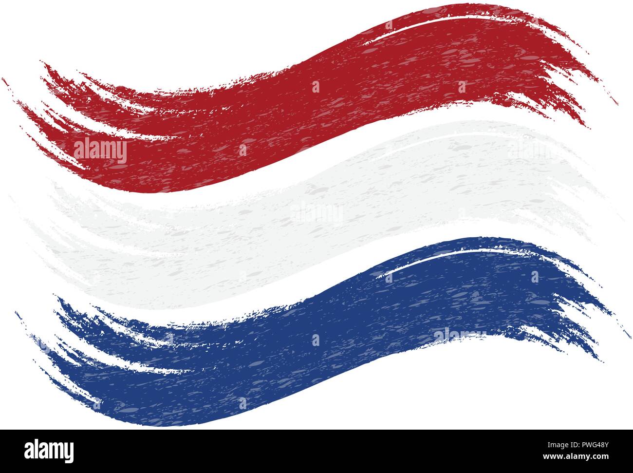 Grunge Brush Stroke With National Flag Of Netherlands Isolated On A ...
