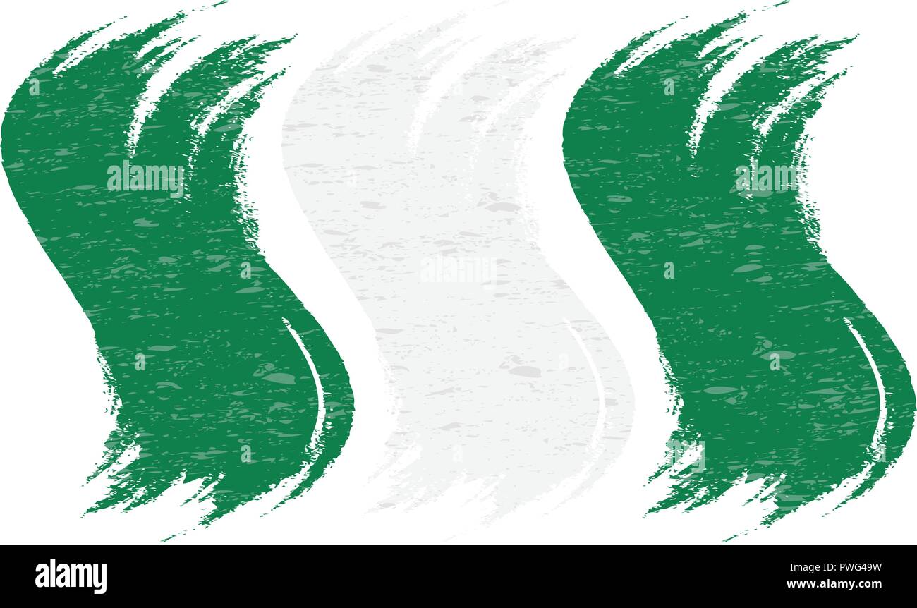 Grunge Brush Stroke With National Flag Of Nigeria Isolated On A White ...