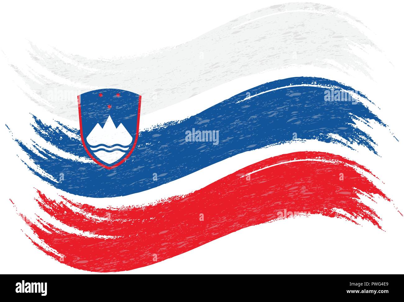 Grunge Brush Stroke With National Flag Of Slovenia Isolated On A White ...