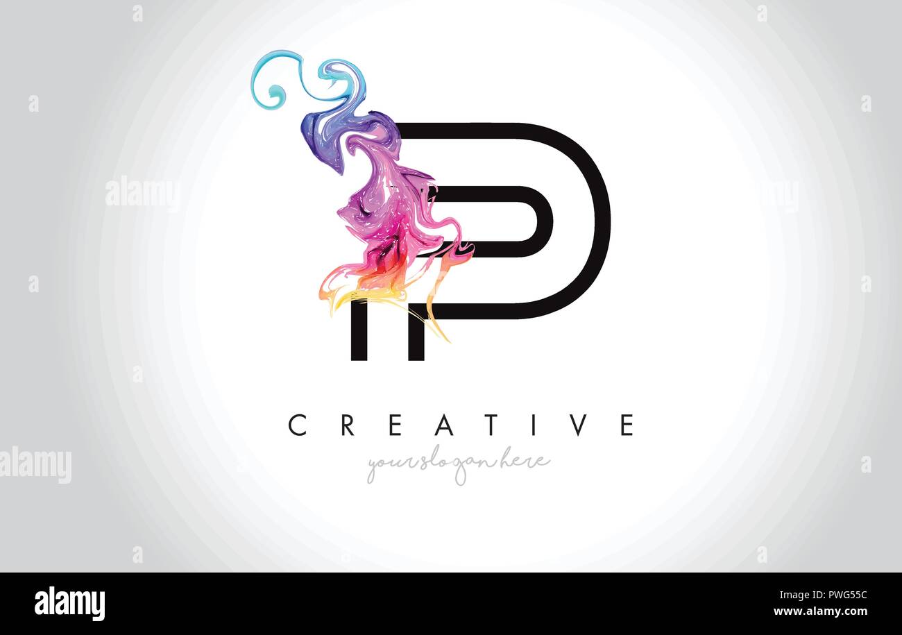 P Vibrant Creative Leter Logo Design with Colorful Smoke Ink Flowing ...