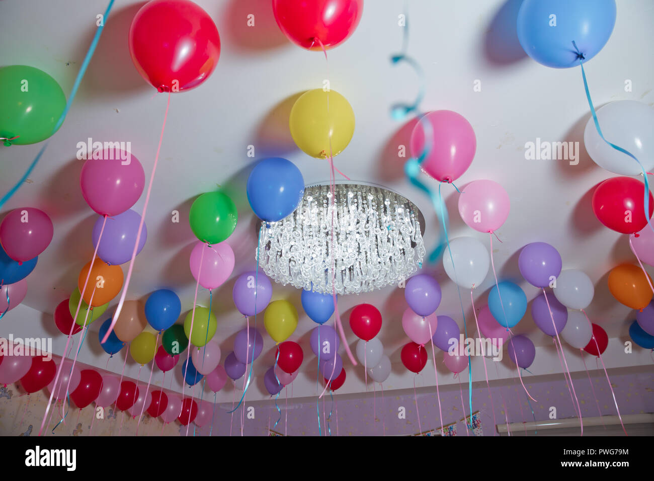 Helium Balloons Colorfull Balloons Float On The White