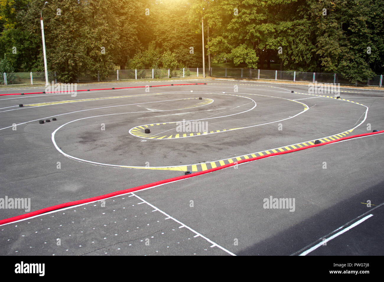 track for radiocontrolled cars, car sport, race track, model Stock Photo Alamy
