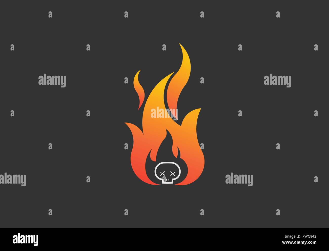 Fire flame with skull. Vector Logo Symbol Design Illustration Stock Vector  Image & Art - Alamy