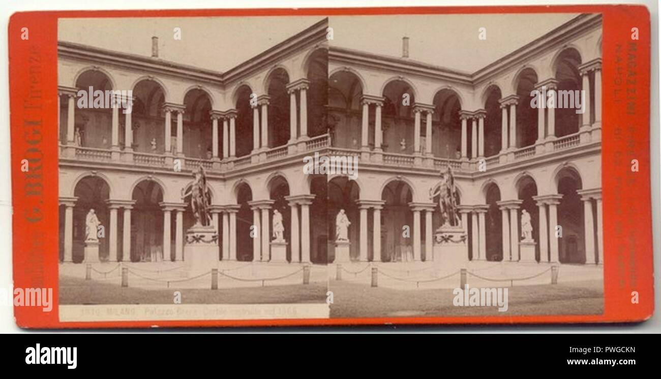 Brogi Giacomo (1822-1881) - n. 3840 - Milano Palazzo Brera Cortile costruito nel 1565. Stock Photo