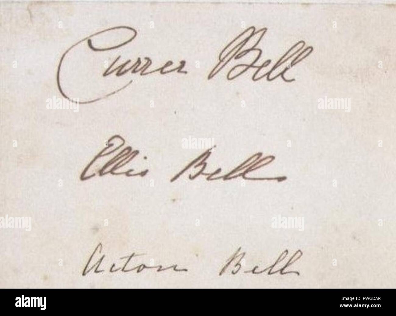 Bronte Sisters Signatures As Currer Ellis And Acton Bell Stock Photo Alamy
