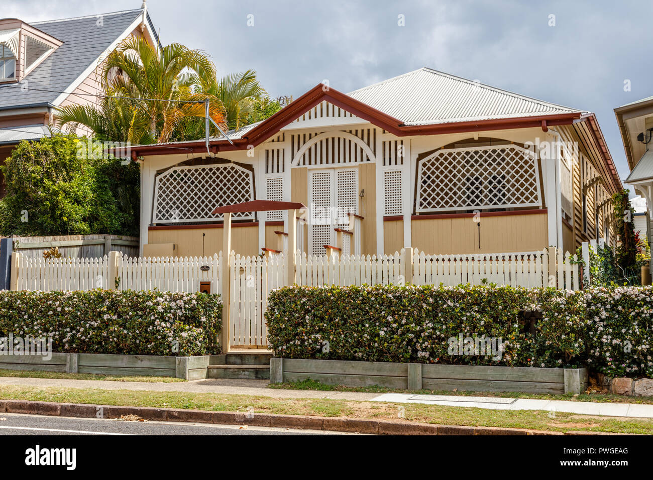Australian countryside. Old Queenslander style house in suburbs. Shorncliffe, Australia Stock Photo