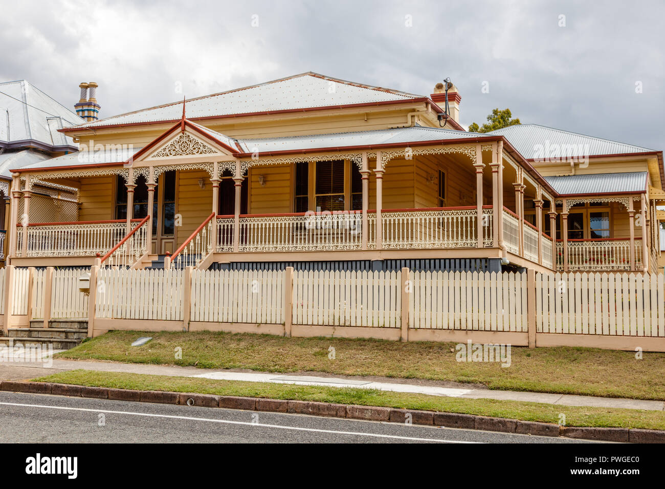 Australian countryside. Old Queenslander style house in suburbs