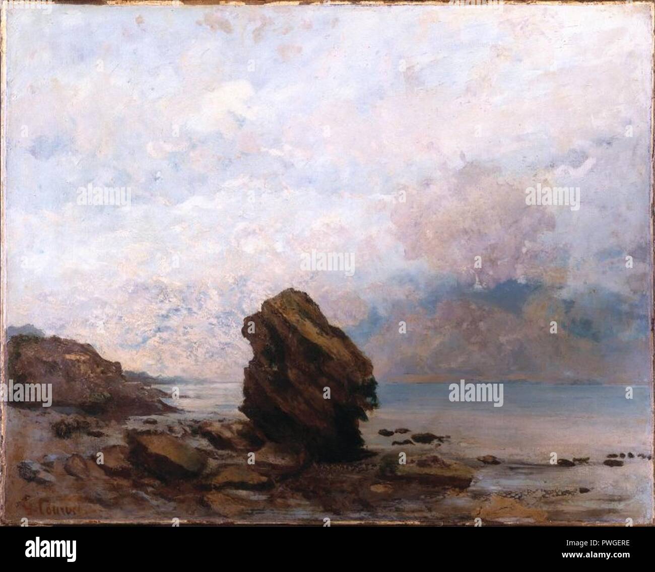 Isolated Rock (Le Rocher isolé) - Gustave Courbet. Stock Photo