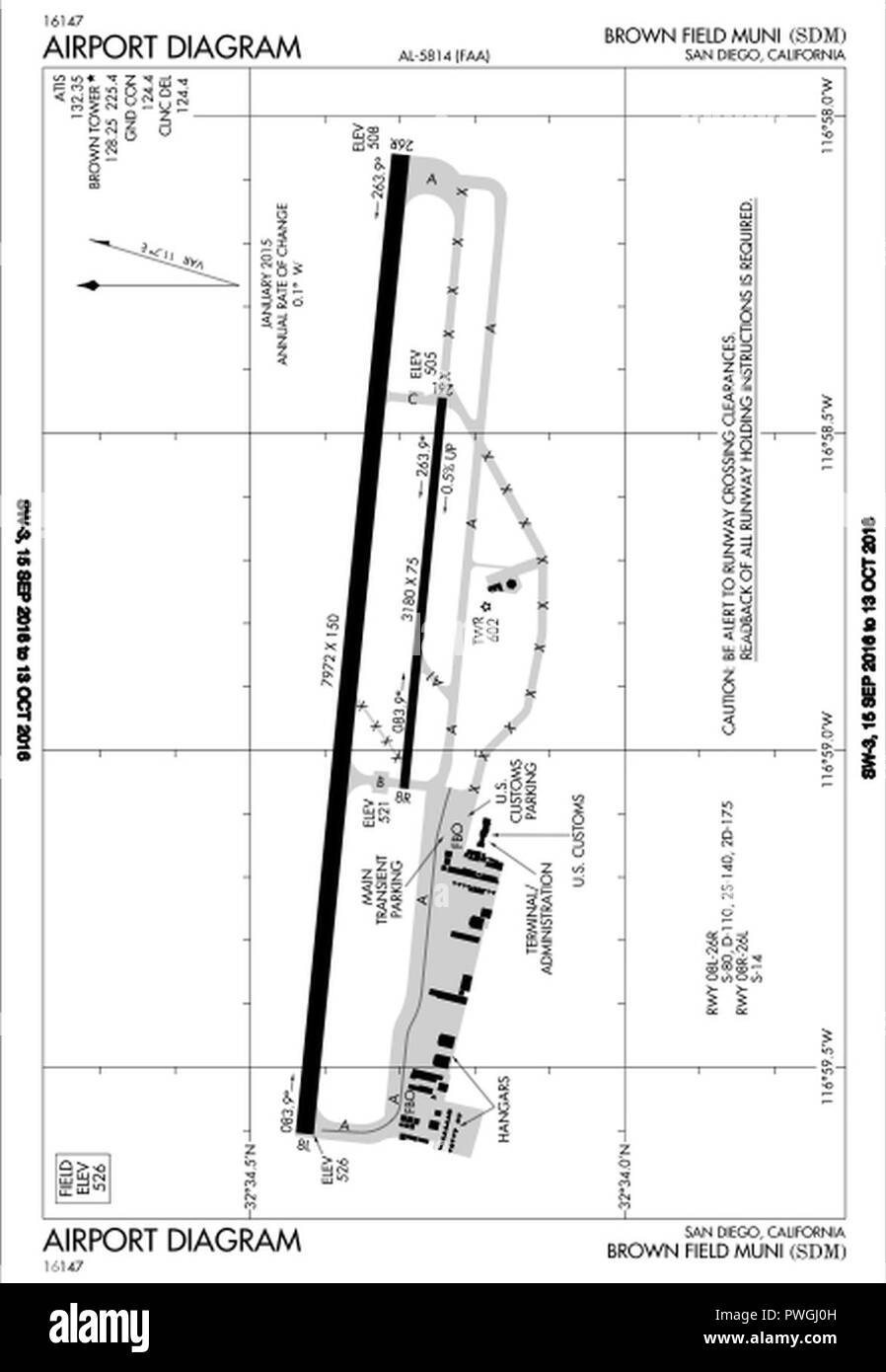 BROWN FIELD MUNI KSDM SAN DIEGO CA DIAGRAM Stock Photo Alamy
