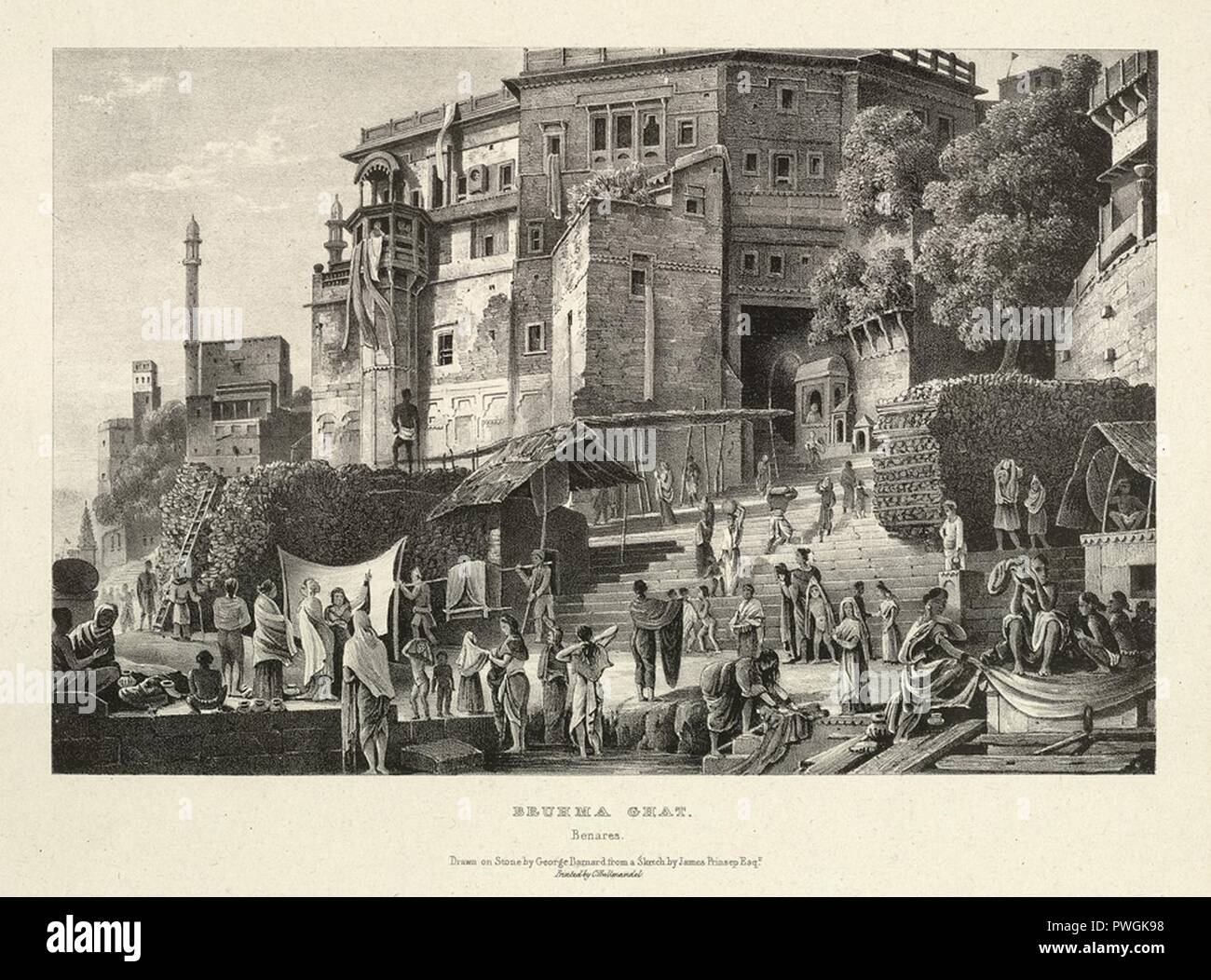 Bruhma Ghat Benares By James Prinsep 1832 Stock Photo - Alamy